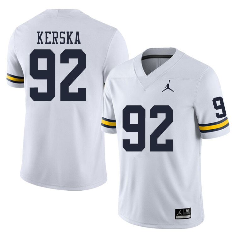 Men #92 Karl Kerska Michigan Wolverines College Football Jerseys Sale-White